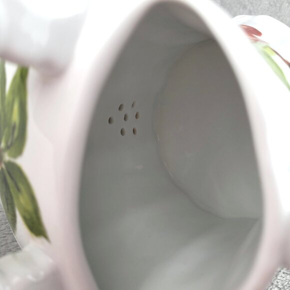 Cherry Ceramic Garden Hand Painted Watering Can Country Cottage Farmhouse Décor - Picture 11 of 12